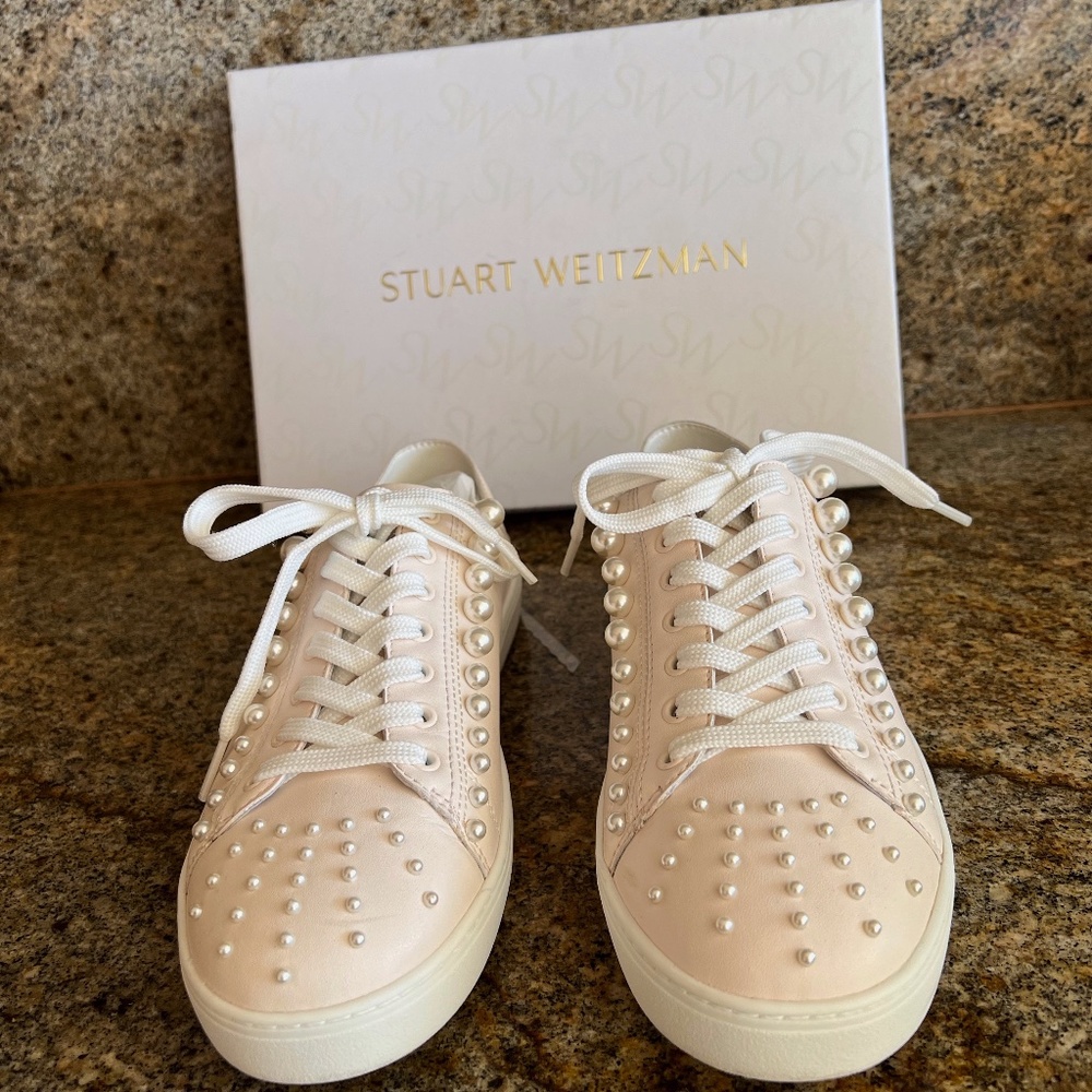 Stuart Weitzman Goldie Convertible Leather Sneakers Size 39 (8.5M)
